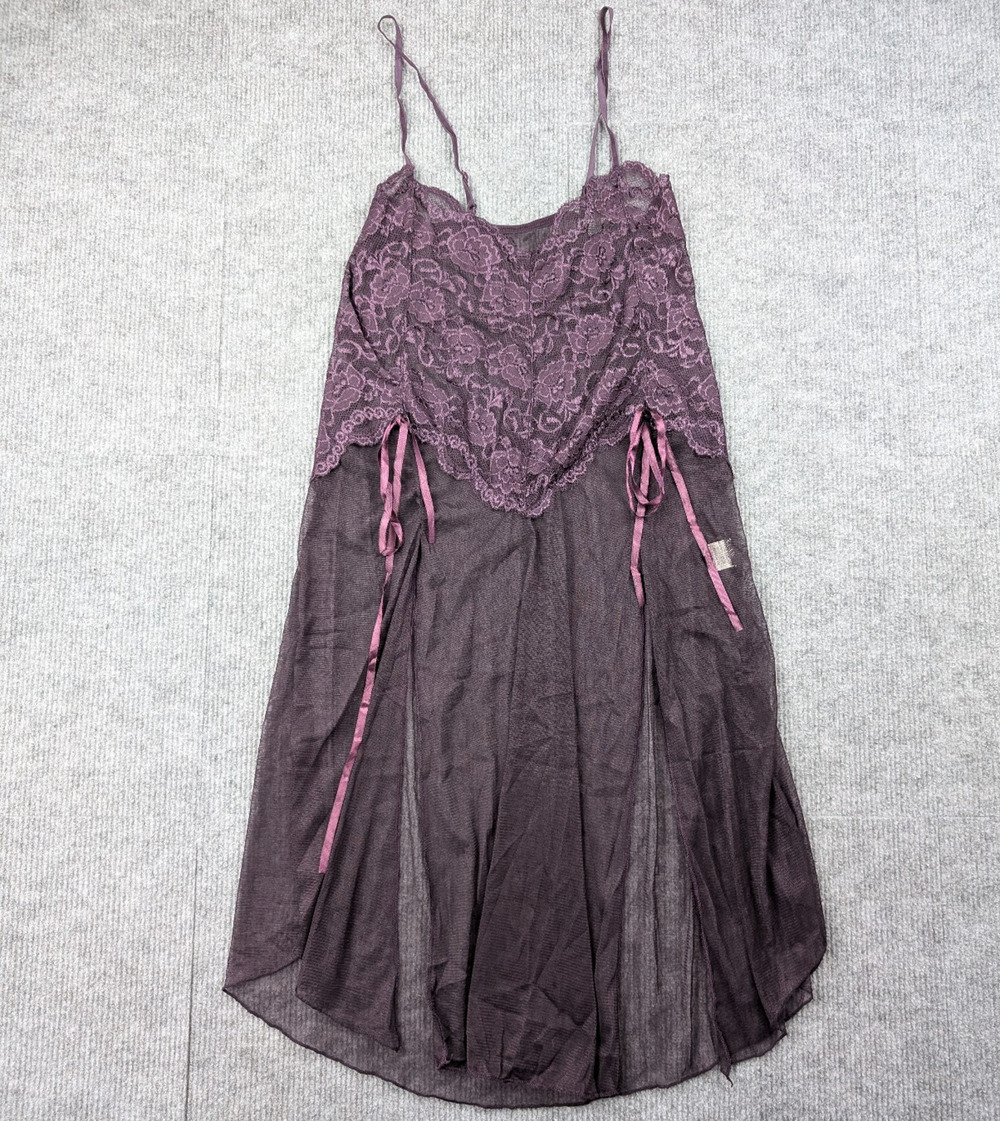 Lace Slip Dress Womens Medium Sheer Purple Whimsigoth Witchy Dark Fairy Grunge